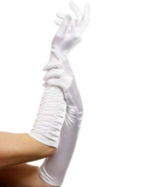 Ladies Fancy Dress Long Temptress Gloves - White